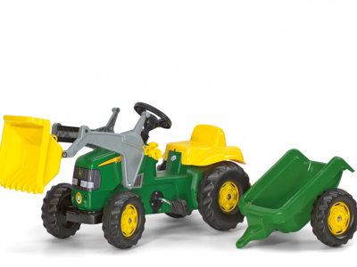 Rolly John Deere Tractor Ride On w/ Functional Frontloader Trailer Childrens Toy