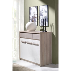 Roma 12 Sideboard Cabinet in Elm, White Gloss & Grey Matt - W1350mm H1040mm D430mm, Stylish and Durable