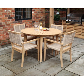 ROMA 120cm 4 Seat Set  with Rope Stacking Chairs
