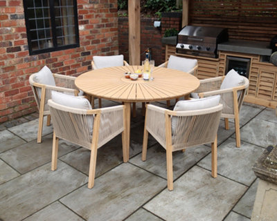 ROMA 150cm 6 Seat Set with Rope Lounge Dining Chairs