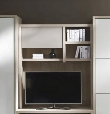 Roma 5 Wall Panel for TV Cabinet - W1200mm H1380mm D310mm in Elm & Grey Matt, Modern and Versatile