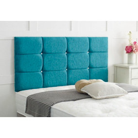 Roma Chenille 2ft6 Small Single 24" Headboard -  Teal