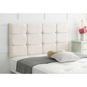 Roma Chenille 4ft6 Double 24" Headboard -  Cream