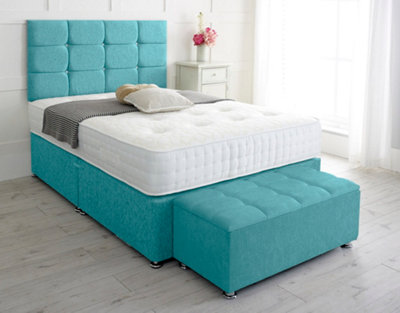 Roma Chenille Divan Bed, with Pocket Mattress & Ottoman Storage Box ...