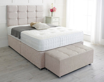 Roma Chenille Divan Bed, with Pocket Mattress & Ottoman Storage Box ...