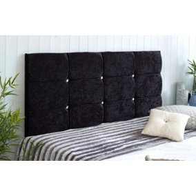 Roma Crushed Velvet 4ft6 Double 20" Headboard -  Black