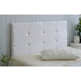 Roma Crushed Velvet 6ft Super King 20" Headboard -  White