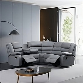 Roma Grey 5 Seater Recliner Corner Sofa Set