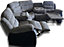Roma Grey Jumbocord Fabric  5 Seater Recliner Corner Sofa Set