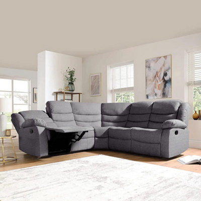 Grey fabric outlet recliner corner sofa