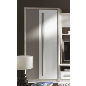 Roma Hinged Door Wardrobe in Elm, White Gloss & Grey Matt - W900mm H1940mm D530mm, Sleek and Organised