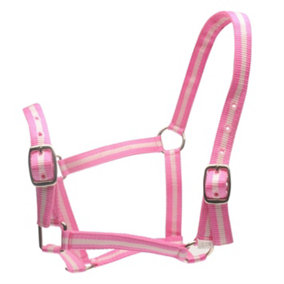 Roma Horse Headcollar and Leadrope Pink/Silver (Full)