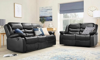 Seater Recliner Sofa Set Black Leather Seater Roma Leather