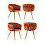 Roma Lux Knot Velvet Dining Chairs Set of 4, Orange