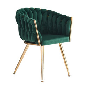 Roma Lux Knot Velvet Dining Chairs Single, Green