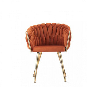 Roma Lux Knot Velvet Dining Chairs Single, Orange