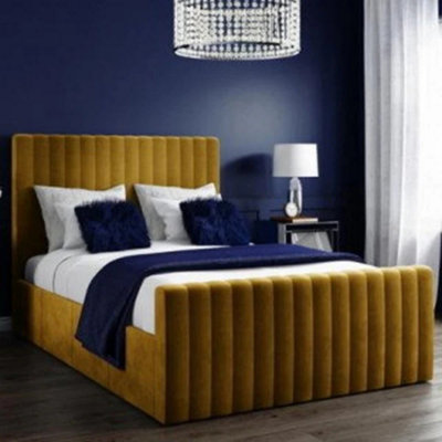 Roma Panel Lined Upholstered Bed Frame with Tubular Headboard ...