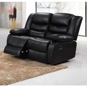 Roma Recliner 2 Seater, Armchair Inspired Home Theatre and Living Room Sofa - Black