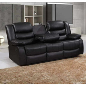 Roma Recliner 3 Seater, Armchair Inspired Home Theatre and Living Room Sofa - Black