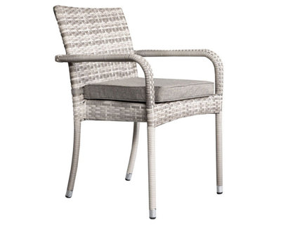 Roma Stackable Rattan Dining Chair Grey with Armrests and UV Protection