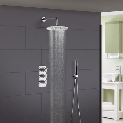 Romain Round 3 Dial 2 Way Concealed Thermostatic Shower Valve & Slim Shower Head Price Comparisons | Compare The Build