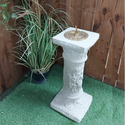 Roman design Tall Sandstone Sundial with Bronze Top