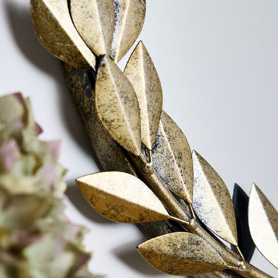 Roman Style Laurel Wreath Indoor Bathroom Mirror Iron Gold Mirror Hallway Wall Mirror 55cm