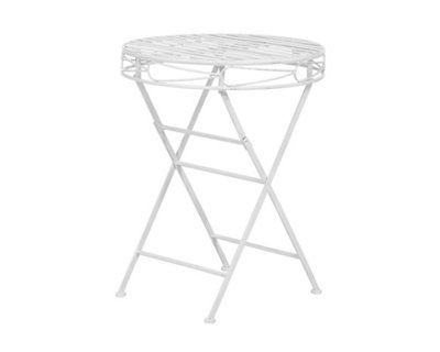 ROMANCE 60cm Round Antique White Folding Bistro Table