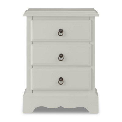 Romance Antique White 3 Drawer French Style Bedside Table