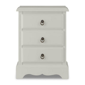 Romance Antique White 3 Drawer French Style Bedside Table