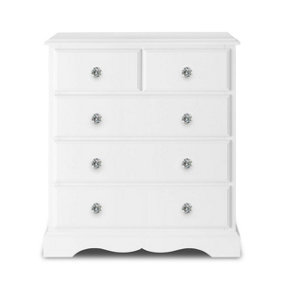 Romance True White 2 Over 3 Chest of Drawers with Crystal Handles