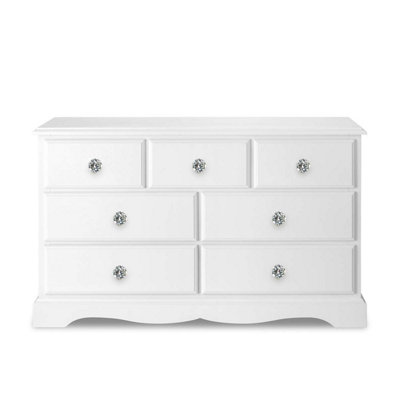 Romance True White 3 Over 4 Chest of Drawers with Crystal Handles