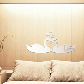 Romantic Swan Kiss Mirror Stickers Nursery Home Decoration Gift Ideas 5 pieces