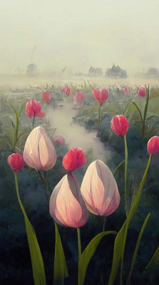 Romantic wallpaper in pink - 1,5 x 2,7 m