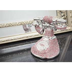 Romany Crushed Diamond Telephone Crystal Shelf Ornament Pink