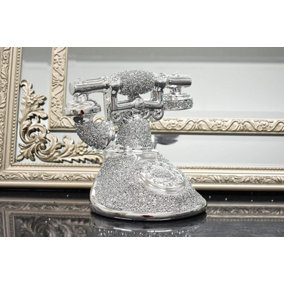 Romany Crushed Diamond Telephone Crystal Shelf Ornament Silver