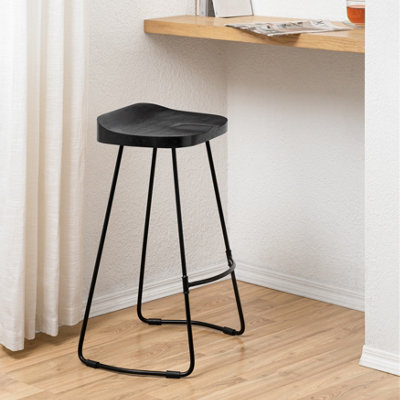 Romboss Saddle Seat Kitchen & Breakfast Counter Bar Stool - Black