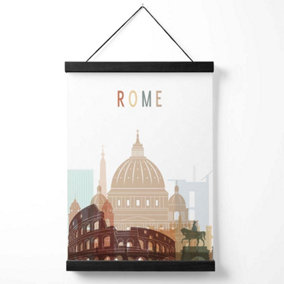 Rome Colourful City Skyline Medium Poster with Black Hanger
