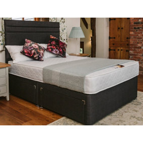 Rome Comfort Deluxe Sprung Divan Bed Set 2FT6 Small Single 2 Drawers Side - Naples Slate