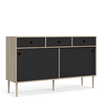 Rome Sideboard 2 Sliding Doors + 3 Drawers in Jackson Hickory Oak and