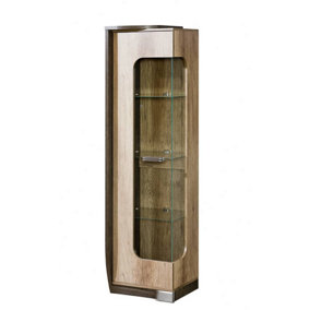Romero R2 Tall Display Cabinet Left - Elegant Oak Canyon with Partially-Glassed Front, H1925mm W500mm D460mm