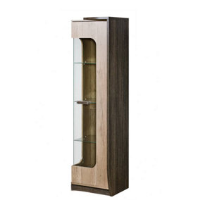 Romero R2 Tall Display Cabinet Right - Contemporary Oak Canyon with Glass Highlights, H1925mm W500mm D460mm