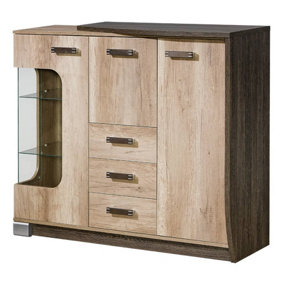 Romero R7 Display Cabinet Right - Contemporary Storage in Oak Canyon, H1140mm W1300mm D320mm