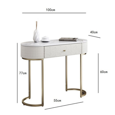Romy Ivory Two-Tone Fabric Bouclé & Corduroy Dressing Table