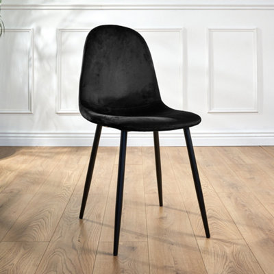 Ron Velvet Dining Chair - Black