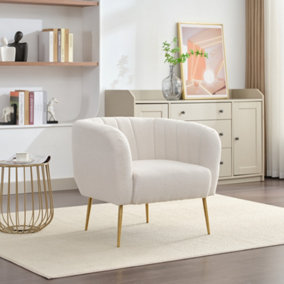 Ronan Boucle Fabric Accent Chair - Cream