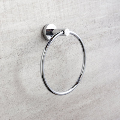 Ronda Bathroom Wall Mounted Chrome Towel Ring
