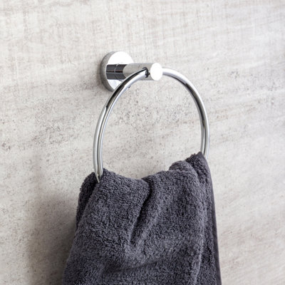 Ronda Bathroom Wall Mounted Chrome Towel Ring - 3