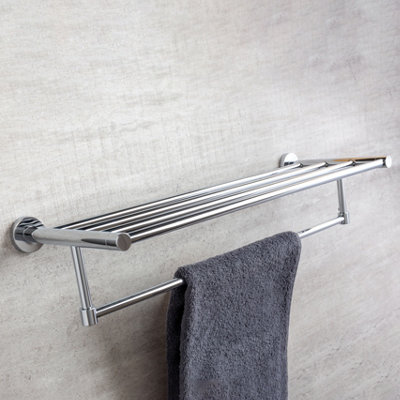 Ronda Bathroom Wall Mounted Chrome Towel Shelf - 3