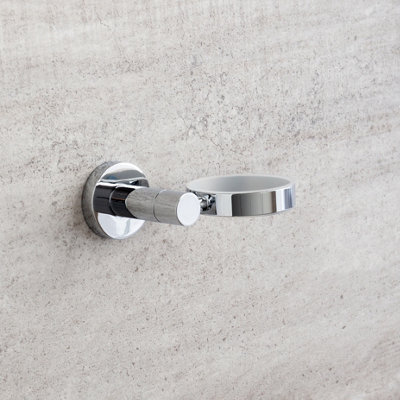 Ronda Wall Mounted Bathroom Soap Holder Chrome & Ceramic Dish - 1